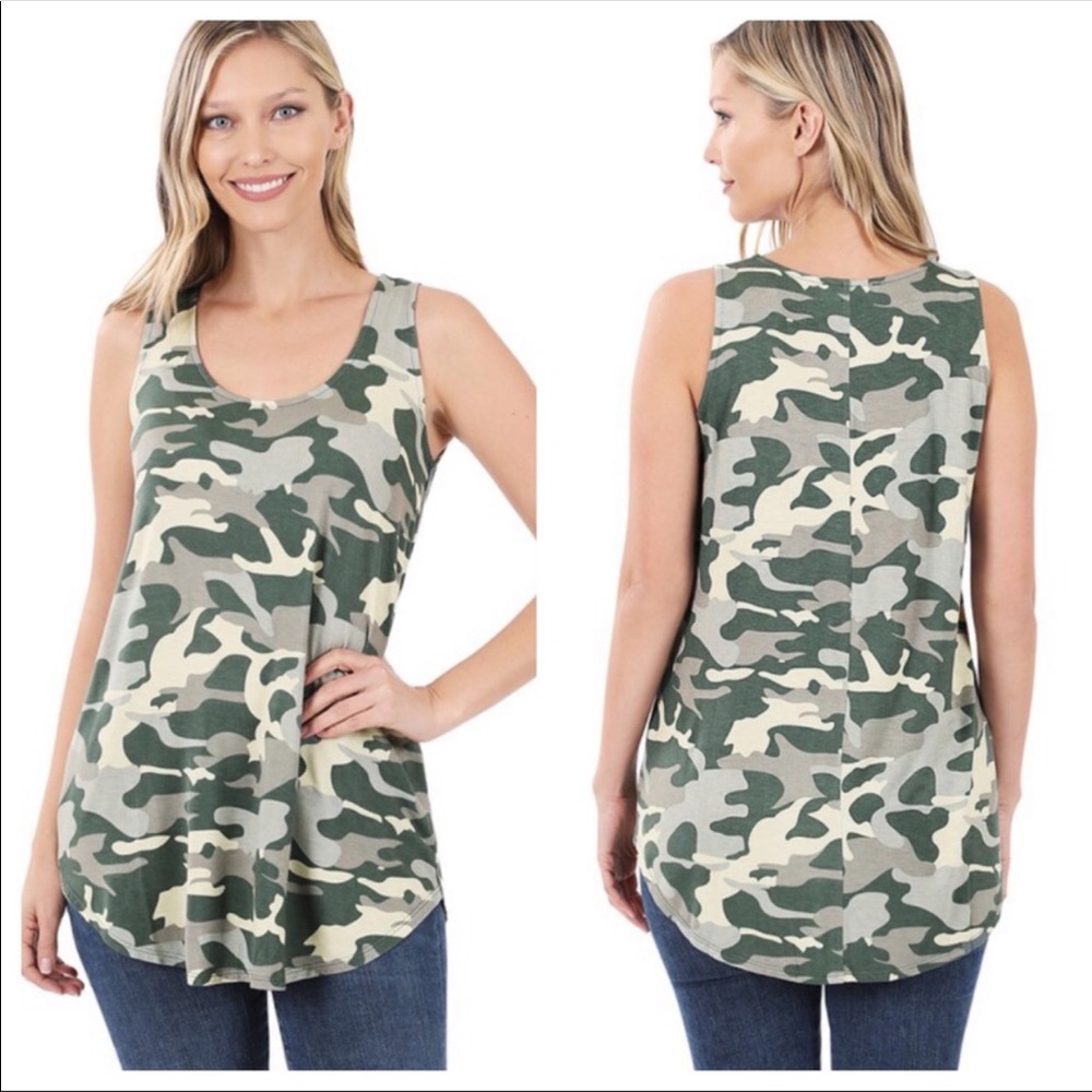 🆕 Stylish Green Camouflage Sleeveless Tank Top